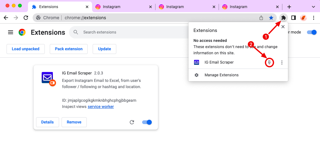 Xing Contacts Export chrome extension install pin